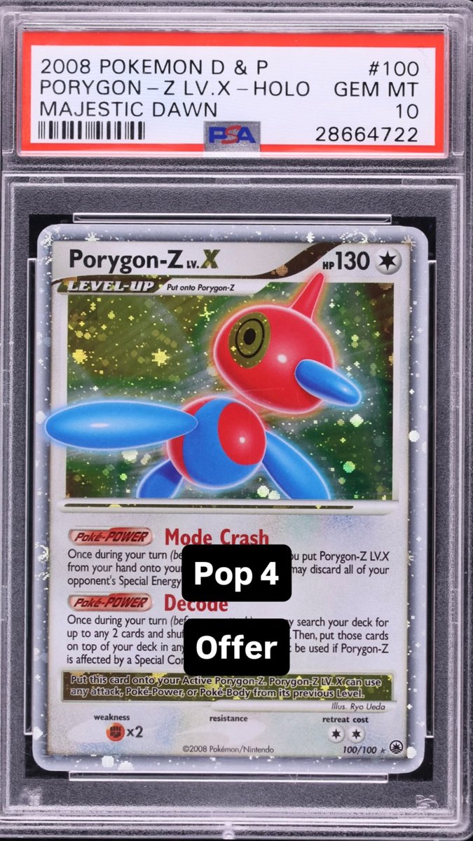 Porygon Lv X PSA GEM MT 10
